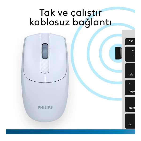 Philips Spk7398 Mavi Sessiz Optik Kablosuz Mouse - Görsel 7