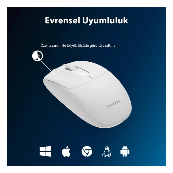 Philips Spk7398 Beyaz Sessiz Optik Kablosuz Mouse - Görsel 7