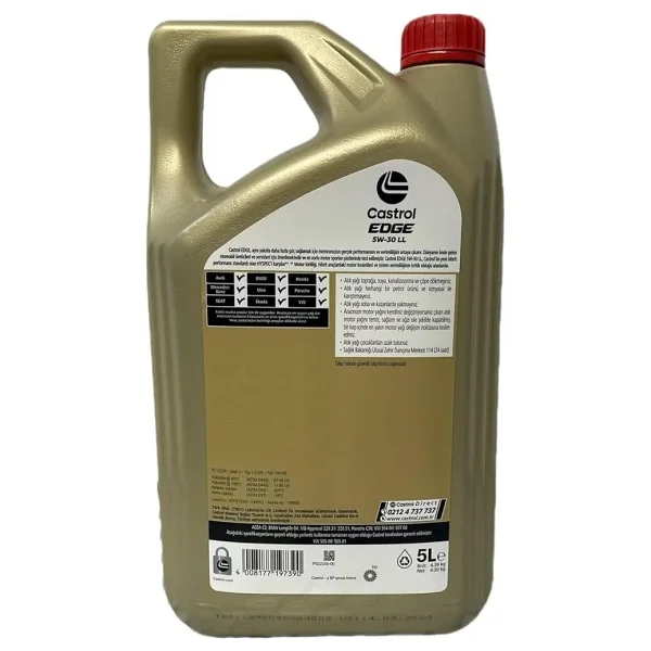 Castrol Edge 5w-30 Tam Sentetik Motor Yağı 5 Litre Maksimum Performans Sağlar - Görsel 3