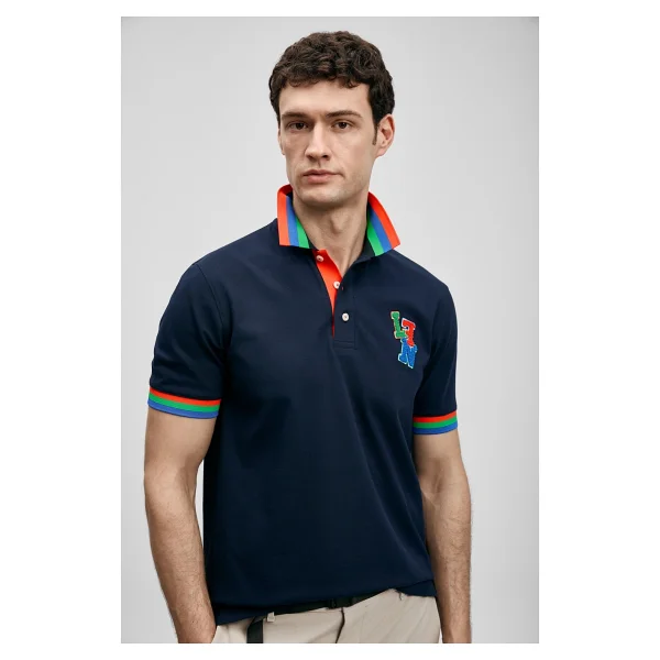 Lufian Fun Smart Lacivert Kısa Kollu Polo Yaka Erkek Tişört - Görsel 5