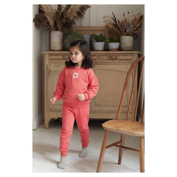 Cigit Etiket Detaylı Sweatshirt Takım 1-7 Yaş Fuşya - 12 - 18 Ay - Görsel 7
