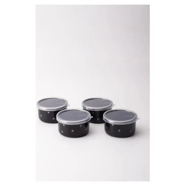 Emaylab Star Emaye 4'lü Kapaklı Kase Çerezlik, Kahvaltılık, Reçellik, Zeytinlik, Sunumluk Seti 8cm 200 Ml - Beyaz - Görsel 2