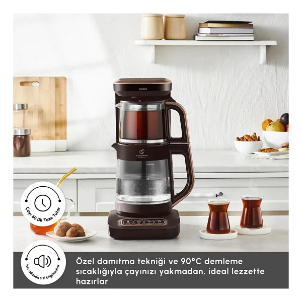 Karaca Çaysever Robotea Pro Connect 4in1 2500 W Walnut Brown Konuşan Cam Çay Makinesi - Görsel 8