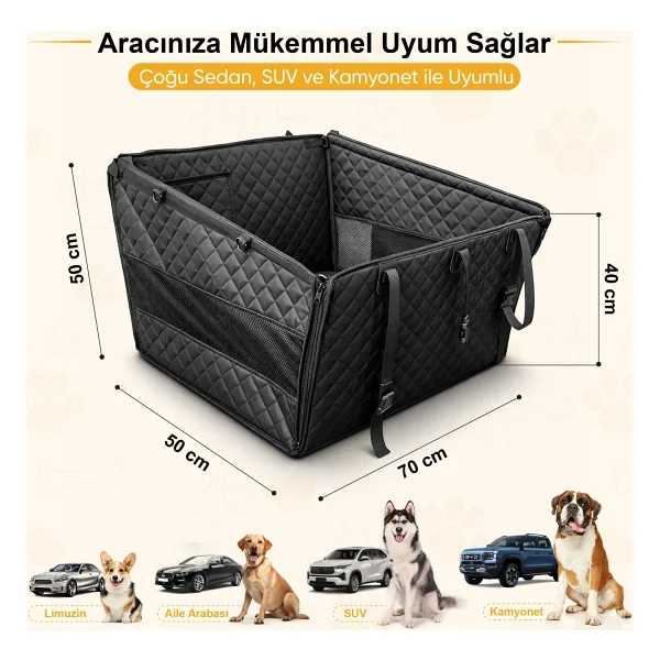 Haegs Büyük Ve Orta Köpekler Için Araba Köpek Hamağı, Evcil Hayvan Araç Içi Hamağı, Köpek Taşıma Çantası, Su Geçirmez Kumaş, Katlanabilir Evcil Hayvan Araba Koltuğu - Gri - Görsel 2