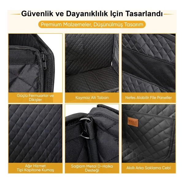 Haegs Büyük Ve Orta Köpekler Için Araba Köpek Hamağı, Evcil Hayvan Araç Içi Hamağı, Köpek Taşıma Çantası, Su Geçirmez Kumaş, Katlanabilir Evcil Hayvan Araba Koltuğu - Gri - Görsel 4