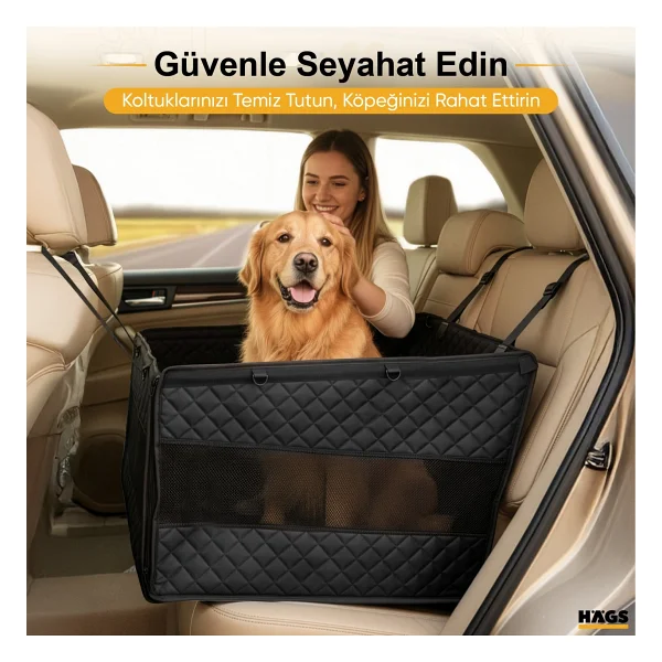 Haegs Büyük Ve Orta Köpekler Için Araba Köpek Hamağı, Evcil Hayvan Araç Içi Hamağı, Köpek Taşıma Çantası, Su Geçirmez Kumaş, Katlanabilir Evcil Hayvan Araba Koltuğu - Gri - Görsel 6