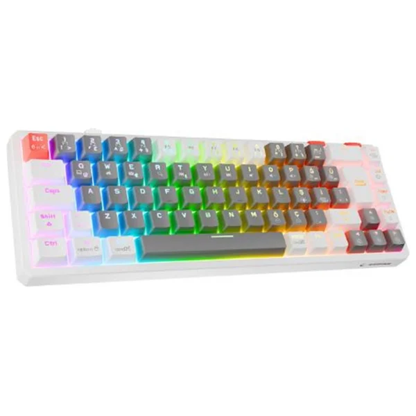 Rampage Yoru Mini Gri-Beyaz RGB Tkl Red Switch Kablolu Mekanik Oyuncu Klavyesi - Görsel 2