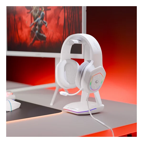 Rampage Vector Rm-K90 Beyaz RGB USB Kablolu Kulak Üstü Oyuncu Kulaklığı - Görsel 2