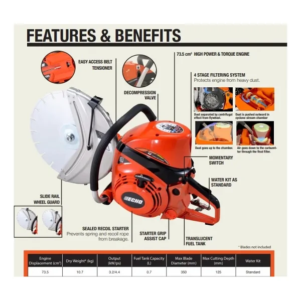 Echo Beton- Taş Kesme Makinası 4,4 Hp 350mm - Görsel 2