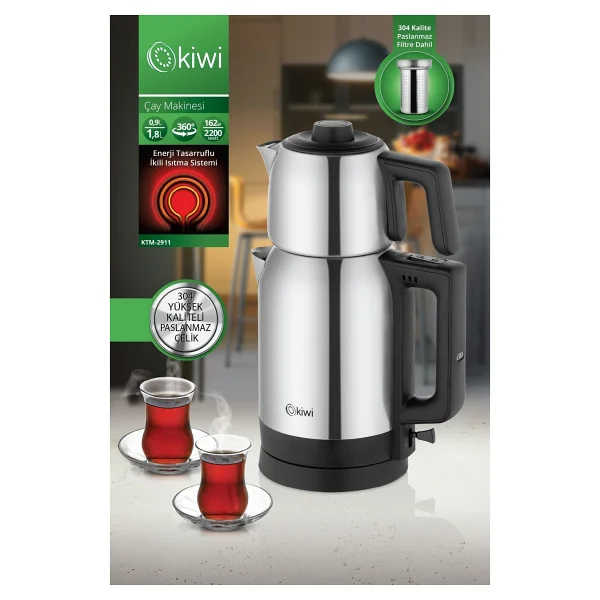 Kiwi Ktm-2911 2200 W Çelik Çay Makinesi - Görsel 5