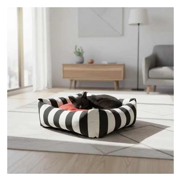 Brt Pet Lüks Kare Kedi Köpek Yatağı Kırmızı Renkli 50x50 Cm Yıkanabilir Konforlu Tasarım - Görsel 6