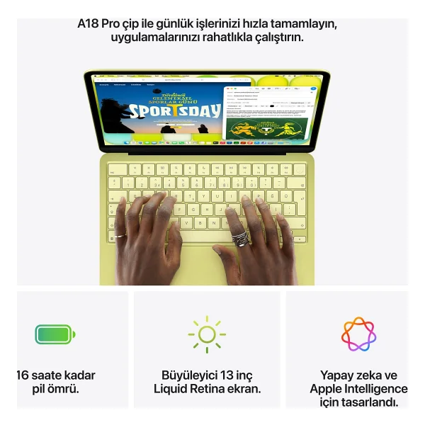 MacBook Neo 8 GB 512 GB SSD 13" Mhfc4tu/A Gümüş - Görsel 9