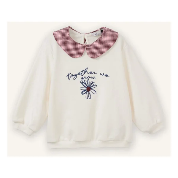 Defacto Yaka Detaylı Çiçekli Sweatshırt Kız Bebek G8154a526sp - Ekru-Er99 - 4 - 5 Yaş - Görsel 4