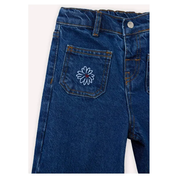 Defacto Wıde Leg Nakışlı Jean Pantolon Kız Bebek - Görsel 2