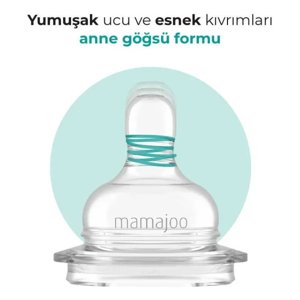 Mamajoo Antikolik Biberon Emziği Seti 0 Ay+ Yavaş Akışlı, İkili - Saklama Kabı Hediyeli - 0+ Ay - Görsel 4