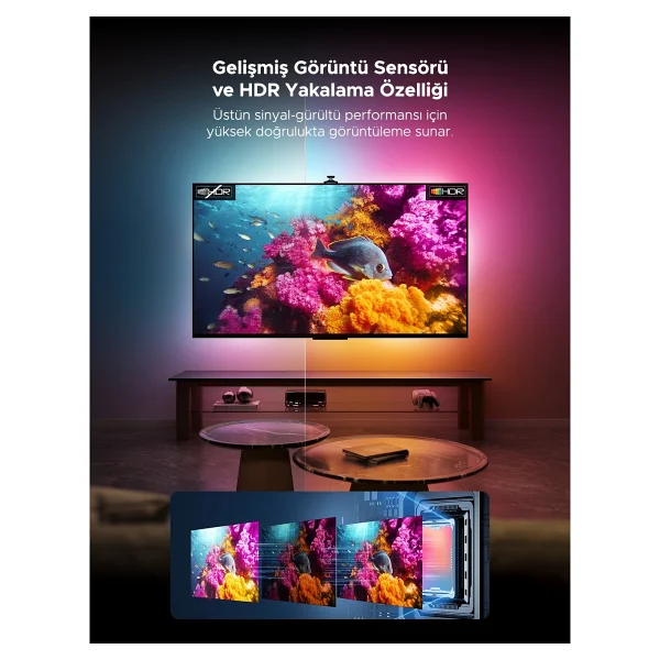 Govee 3s Pro TV Arkası LED Şerit Ambiyans Aydınlatma, TV Renk Senkronizasyonu 55-65 Inç Tv'ler İle Uyumludur - Argb - 55 X 63 Cm - Görsel 3