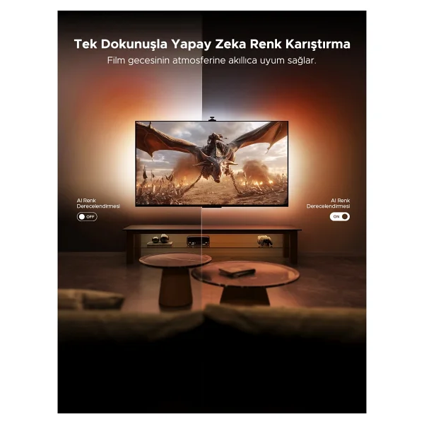 Govee 3s Pro TV Arkası LED Şerit Ambiyans Aydınlatma, TV Renk Senkronizasyonu 55-65 Inç Tv'ler İle Uyumludur - Argb - 55 X 63 Cm - Görsel 7