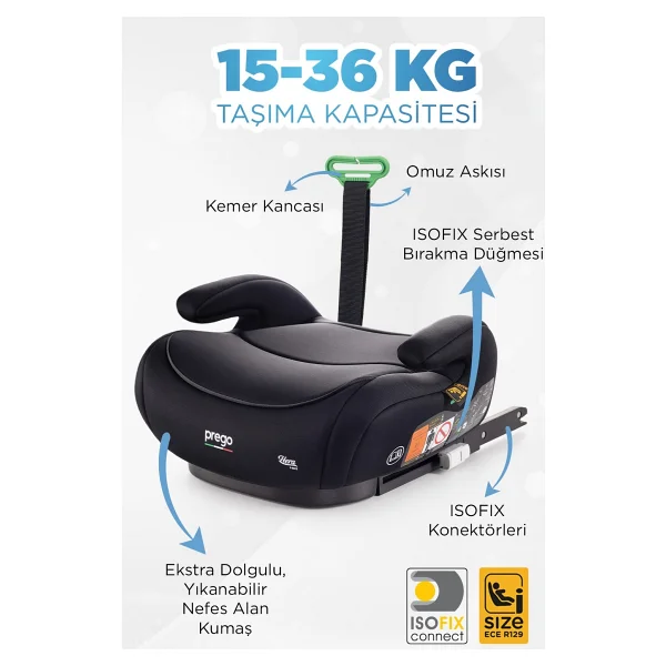 Prego Hera Isofixli 15-36 Kg Oto Koltuğu Yükseltici - Görsel 2