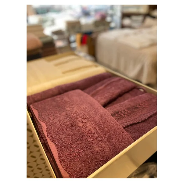 Özdilek Branch Krem Mürdüm Aile Bornoz Takımı - Görsel 6