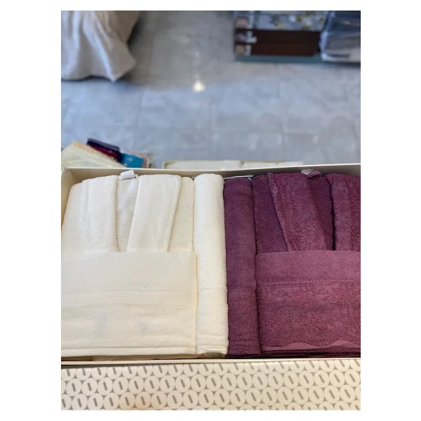 Özdilek Branch Krem Mürdüm Aile Bornoz Takımı - Görsel 7