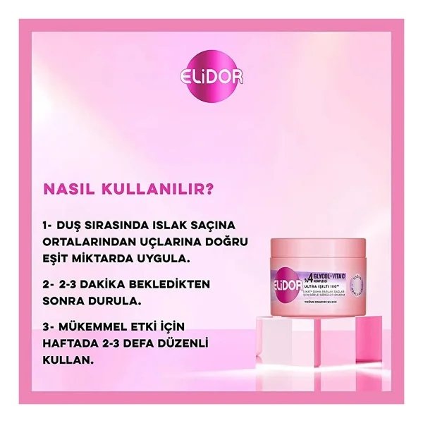 Elidor Glycol + Vita C Ultra Işıltı 100 Yoğun Onarıcı 220 Ml 2 Adet Saç Maskesi - Görsel 10