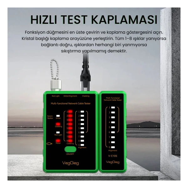 Veggieg Multi Fonksiyonel Fiber Optik Rj45 Network Ethernet Ağ Kablo Test Cihazı - Görsel 3