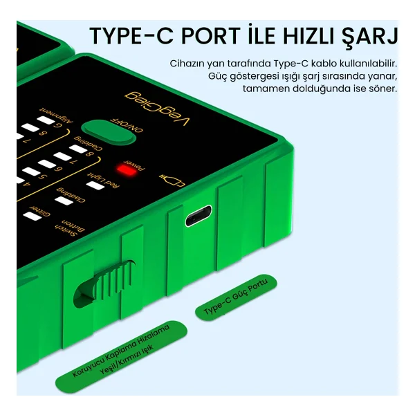 Veggieg Multi Fonksiyonel Fiber Optik Rj45 Network Ethernet Ağ Kablo Test Cihazı - Görsel 5