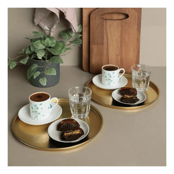 Sarkap Home 24 cm 2'li Yuvarlak Sunumluk Tepsi - Gold - Görsel 2