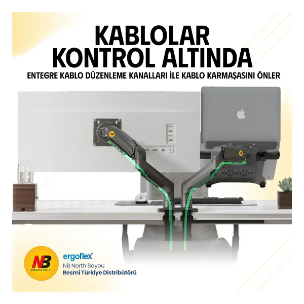 North Bayou F160-Fp 17-27 İnç İki Kollu Amortisörlü Monitör Standı - Görsel 3