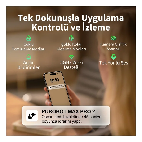 Petkit Purobot Max Pro 2 Akıllı Kedi Tuvaleti (Petkit Türkiye Garantili) - Beyaz - Görsel 7