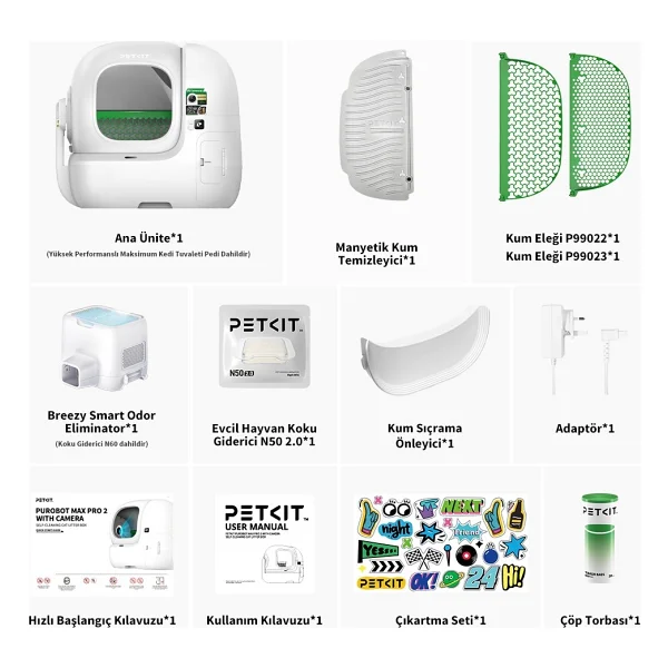 Petkit Purobot Max Pro 2 Akıllı Kedi Tuvaleti (Petkit Türkiye Garantili) - Beyaz - Görsel 9