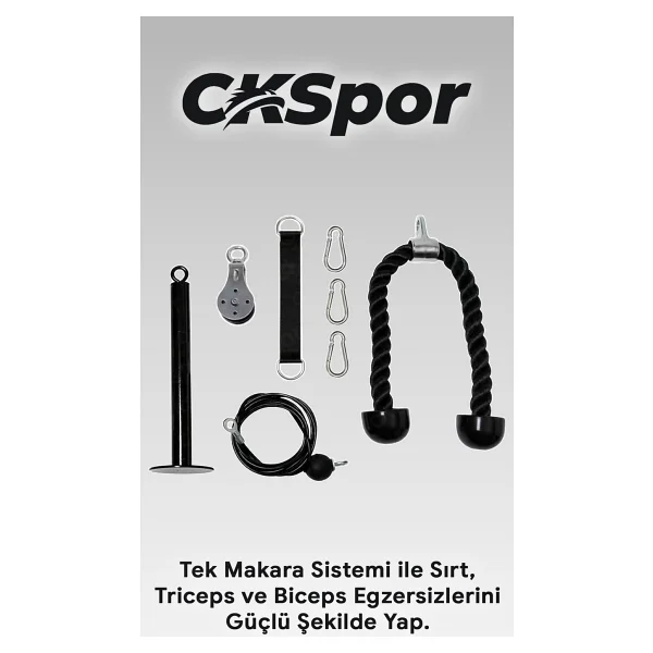 Slipt Ev Tipi Tek Makara Fitness Seti Lat Pulldown Sırt Çekiş Triceps Biceps Egzersiz Çalışma Istasyonu - Görsel 2