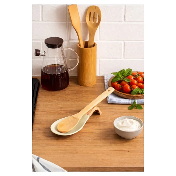 Porsima Pbt-718-2 Bambu Saplı Silikon Kirli Kepçe Kaşıklık Altlığı Kepçe Ve Kaşık Nihalesi Pembe - Görsel 8