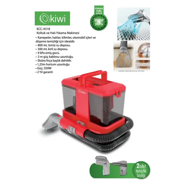 Kiwi Kcc-4318 Kırmızı Koltuk Ve Halı Yıkama Makinesi - Görsel 8
