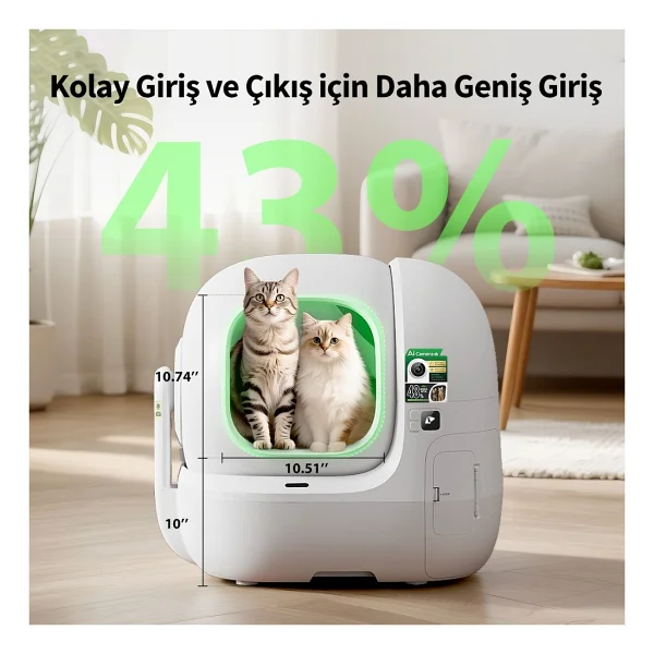 Petkit Purobot Max Pro 2 Akıllı Kedi Tuvaleti (Petkit Türkiye Garantili) - Beyaz - Görsel 3