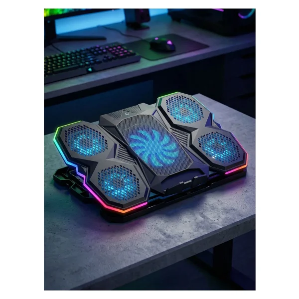 Rampage Ad-Rc14 X-Ranger RGB 5 Fanlı 9"-17" Laptop Soğutucu - Görsel 3