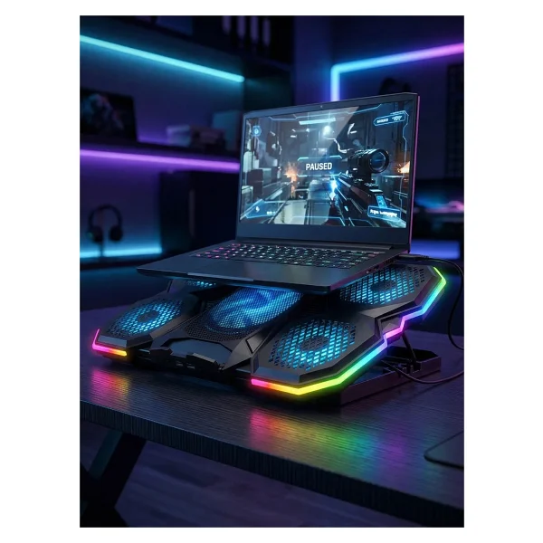 Rampage Ad-Rc14 X-Ranger RGB 5 Fanlı 9"-17" Laptop Soğutucu - Görsel 5