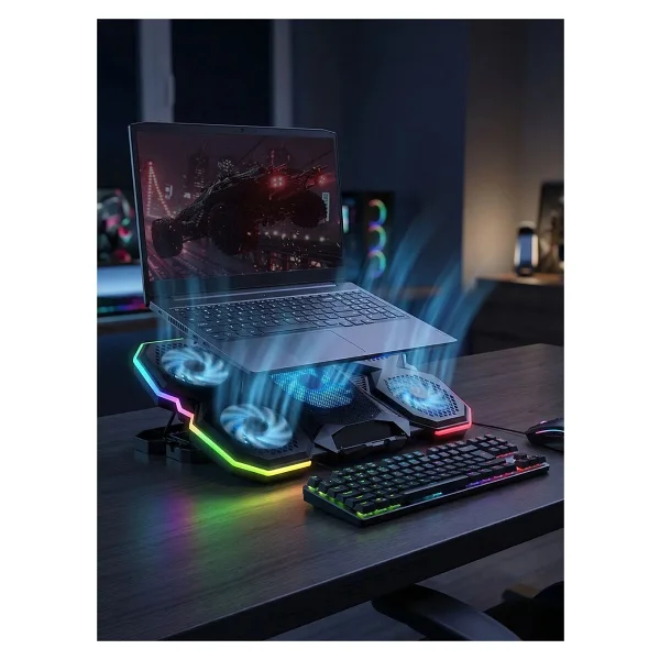 Rampage Ad-Rc14 X-Ranger RGB 5 Fanlı 9"-17" Laptop Soğutucu - Görsel 6