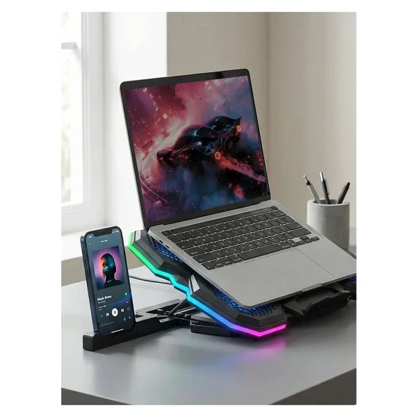 Rampage Ad-Rc14 X-Ranger RGB 5 Fanlı 9"-17" Laptop Soğutucu - Görsel 7