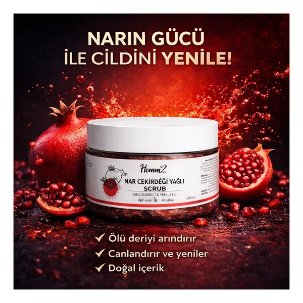 Homm Life Nar Çekirdeği Yağlı Hibiskus Tanecikli Scrub 250 Ml Peeling - Görsel 2