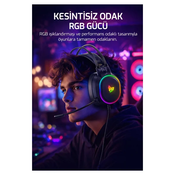 Blueforce Hopper RGB 7.1 USB Kablolu Kulak Üstü Oyuncu Kulaklığı - Görsel 5