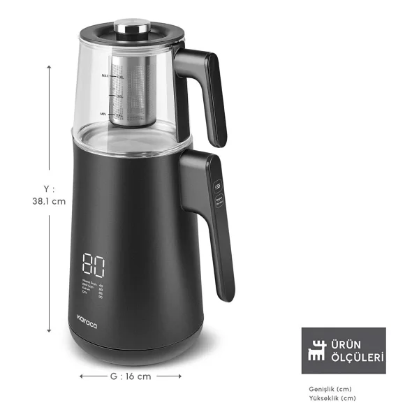Karaca Cool Touch 1502 1500 W Cam Demlikli Black Çay Makinesi - Görsel 3