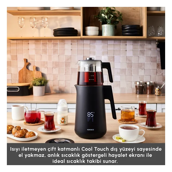 Karaca Cool Touch 1502 1500 W Cam Demlikli Black Çay Makinesi - Görsel 5