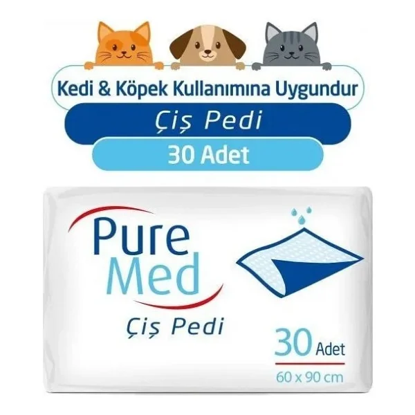 Pure Med 60 X 90 Cm Kedi Köpek Çiş Pedi 30 Adet Premium Kalite Evcil Dostlar İçin Özel - Görsel 8
