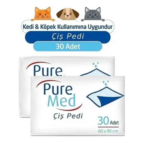Pure Med 60 X 90 Cm Kedi Köpek Çiş Pedi 30 Adet Premium Kalite Evcil Dostlar İçin Özel - Görsel 5