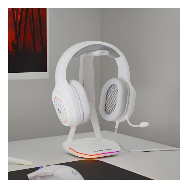 Rampage Vector Rm-K90 Beyaz RGB USB Kablolu Kulak Üstü Oyuncu Kulaklığı - Görsel 3