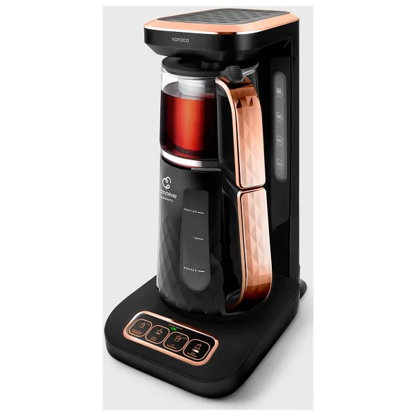 Karaca Çaysever Robotea Pro Quartz 4in1 2500 W Black Copper Konuşan Cam Demlikli Çay Makinesi - Görsel 2