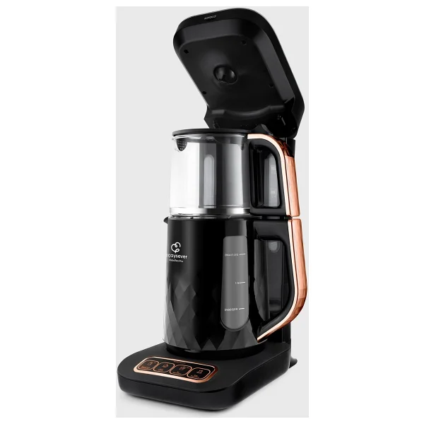 Karaca Çaysever Robotea Pro Quartz 4in1 2500 W Black Copper Konuşan Cam Demlikli Çay Makinesi - Görsel 4