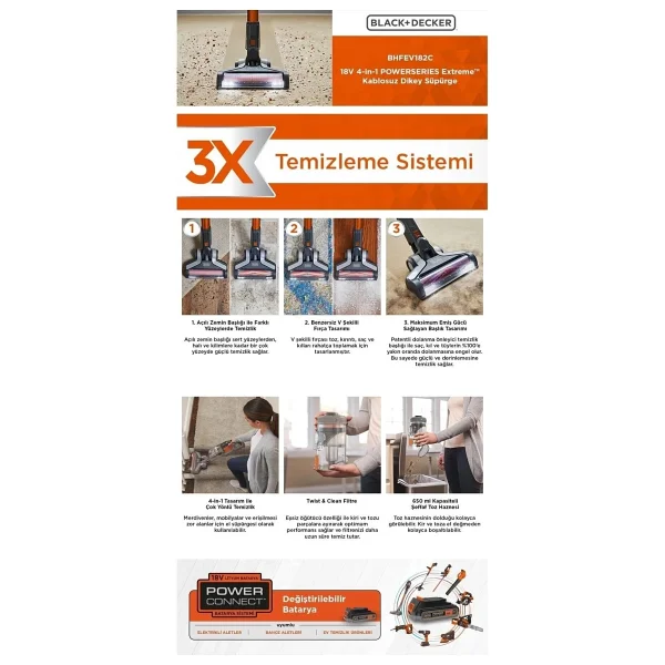 Black+Decker Bhfev182c-Qw Şarjlı Dikey Süpürge - Görsel 9