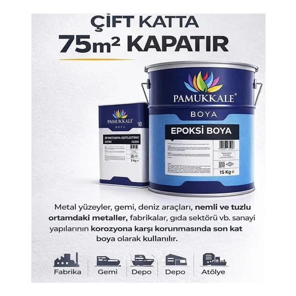 Pamukkale 4200 Epoksi Boya 18 Kg Ral 7004 Sinyal Grisi - Görsel 3